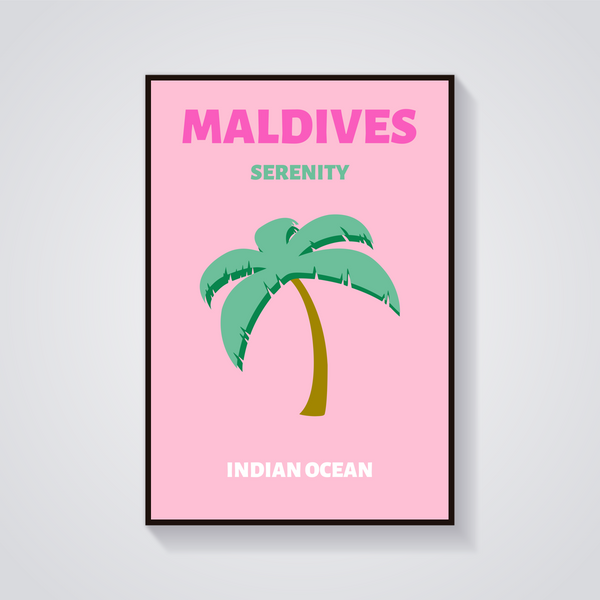 Preppy Maldives Palm Beach Poster — vista frontale