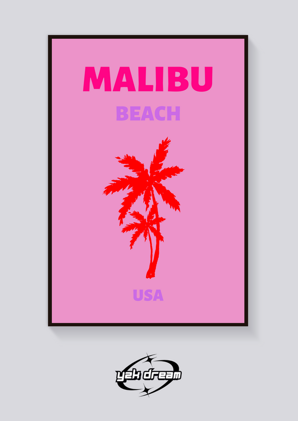 Preppy Malibu Beach Palm Poster