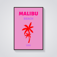 Preppy Malibu Beach Palm Poster — vista frontale
