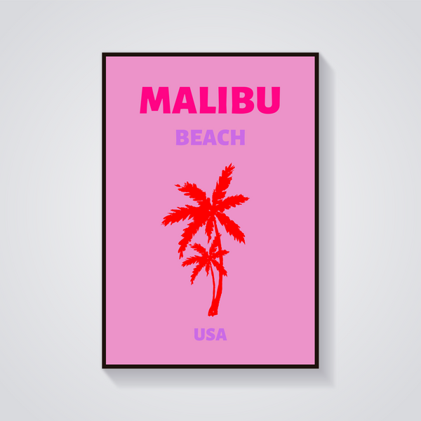 Preppy Malibu Beach Palm Poster — vista frontale