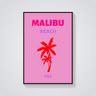 Preppy Malibu Beach Palm Poster
