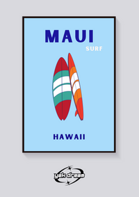 Preppy Maui Surfboard Poster — vista posteriore