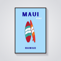 Preppy Maui Surfboard Poster — vista frontale