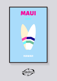 Preppy Maui Surfboards Hawaii Poster — vista posteriore