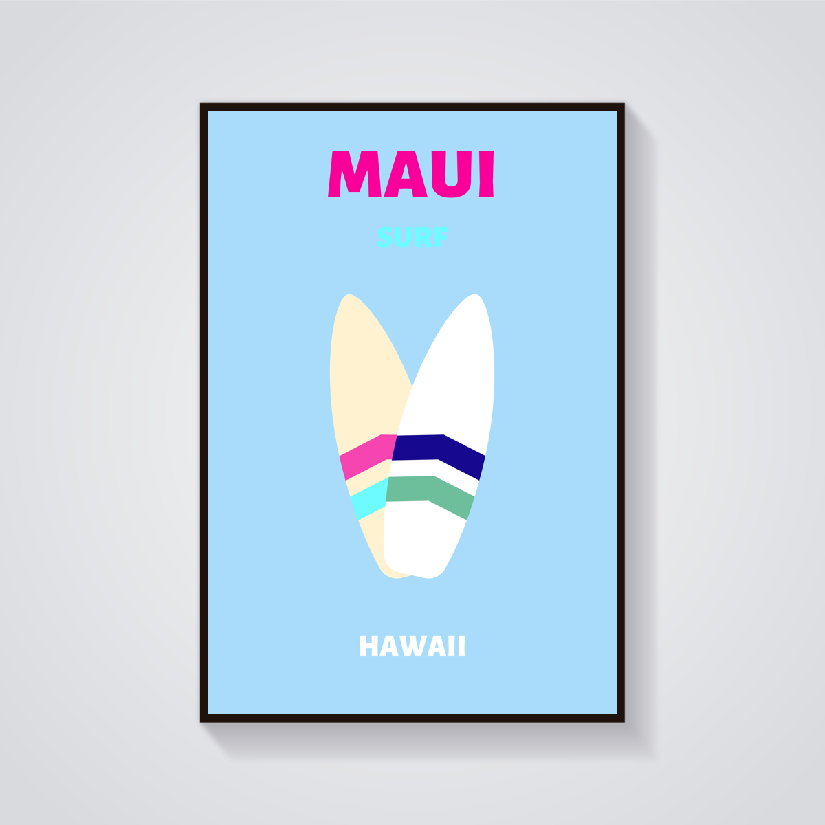 Preppy Maui Surfboards Hawaii Poster — vista frontale