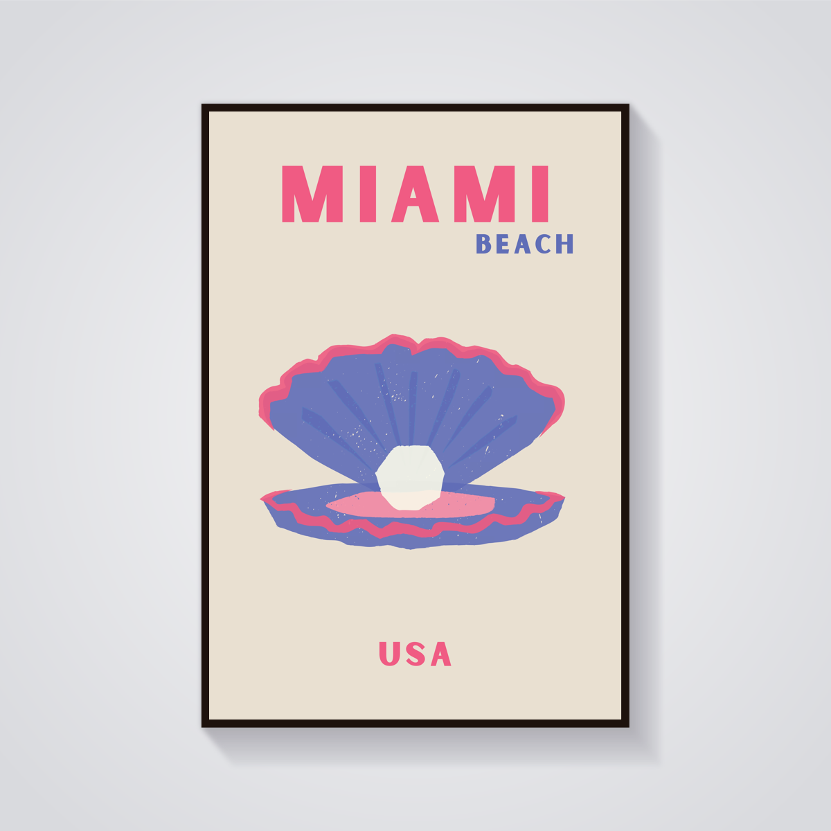 Preppy Miami Beach Clam Poster — vista frontale