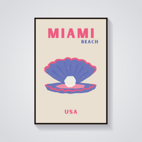 Preppy Miami Beach Clam Poster — vista frontale