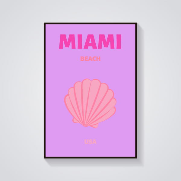 Preppy Miami Beach Seashell Poster — vista frontale