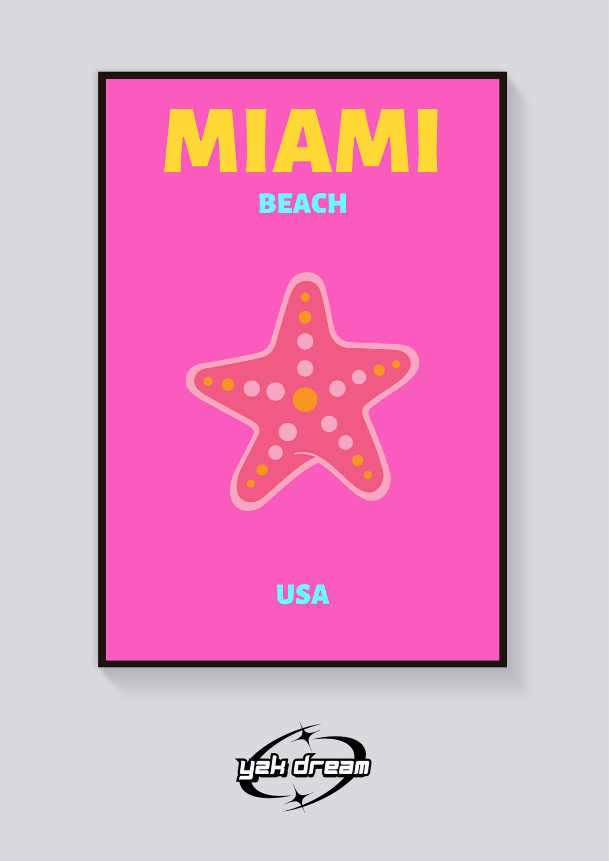 Preppy Miami Beach Starfish Poster — vista posteriore