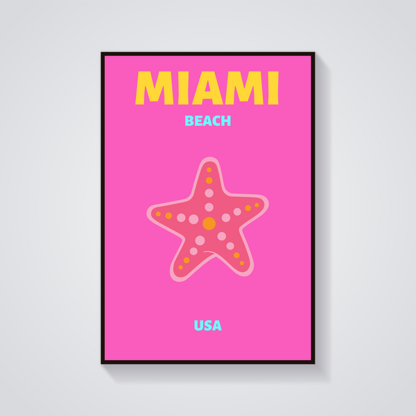Preppy Miami Beach Starfish Poster — vista frontale