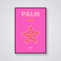 Preppy Palm Beach Starfish Poster — vista frontale