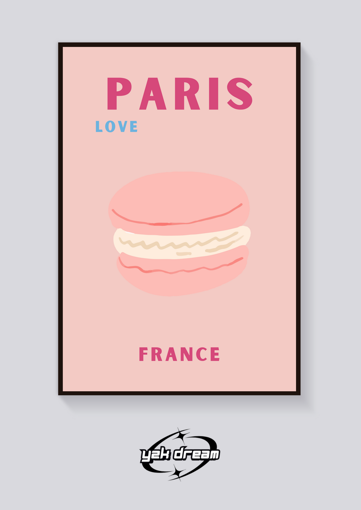 Preppy Paris Macaron Poster — vista posteriore