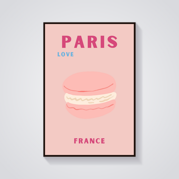 Preppy Paris Macaron Poster — vista frontale
