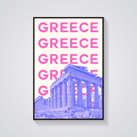Preppy Parthenon Greece Retro Poster — vista frontale