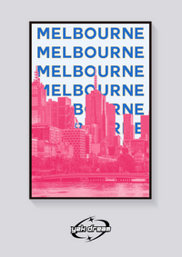 Preppy Pink Melbourne Skyline Poster — vista posteriore