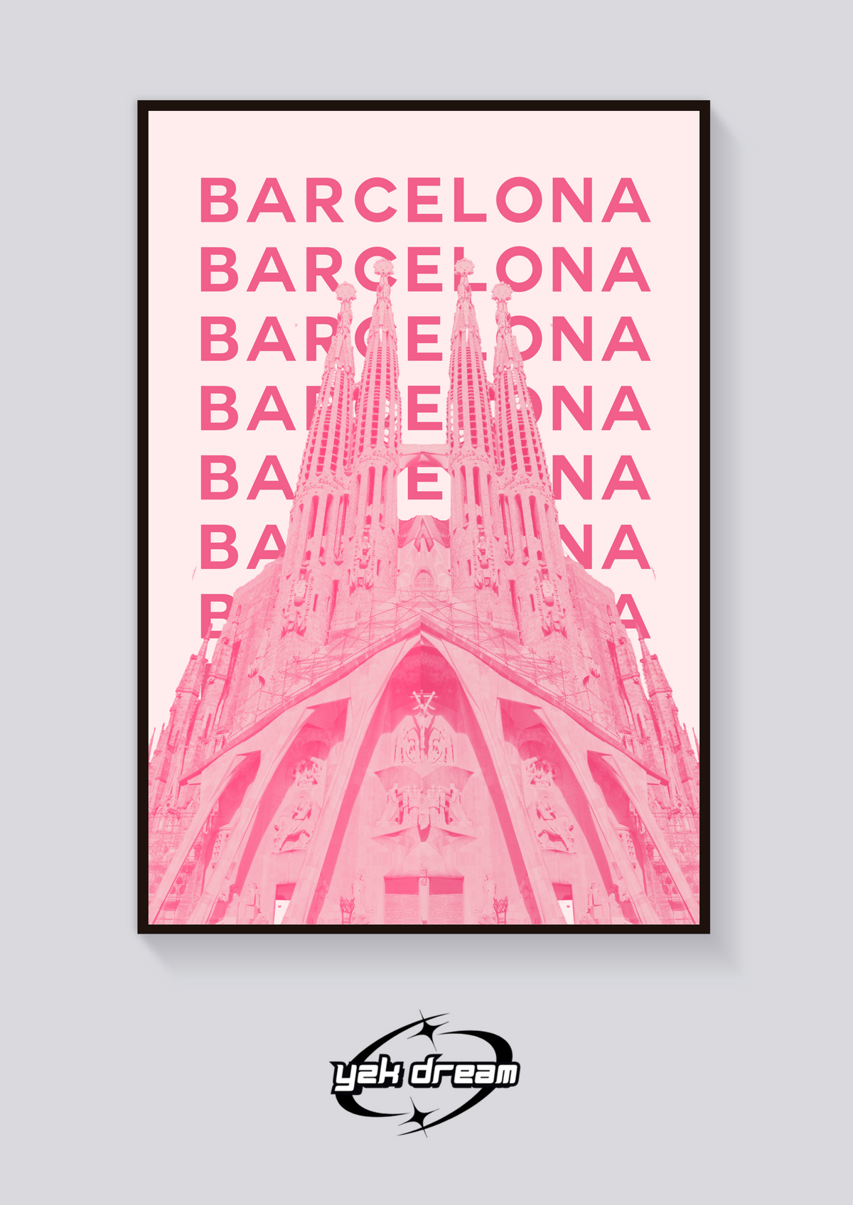 Preppy Sagrada Familia Barcelona Poster — vista posteriore