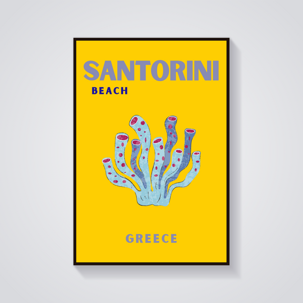 Preppy Santorini Coral Poster — vista frontale