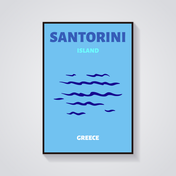 Preppy Santorini Island Waters Poster — vista frontale