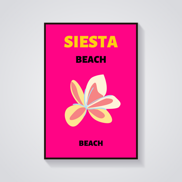 Preppy Siesta Beach Flower Poster — vista frontale