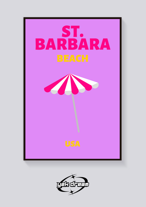Preppy St. Barbara Beach Umbrella Poster