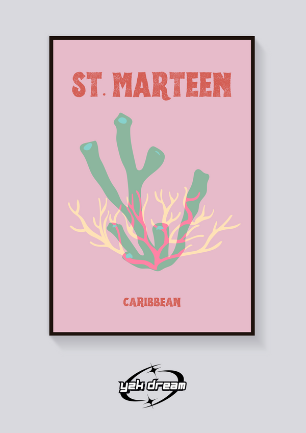 Preppy St. Marteen Coral Poster