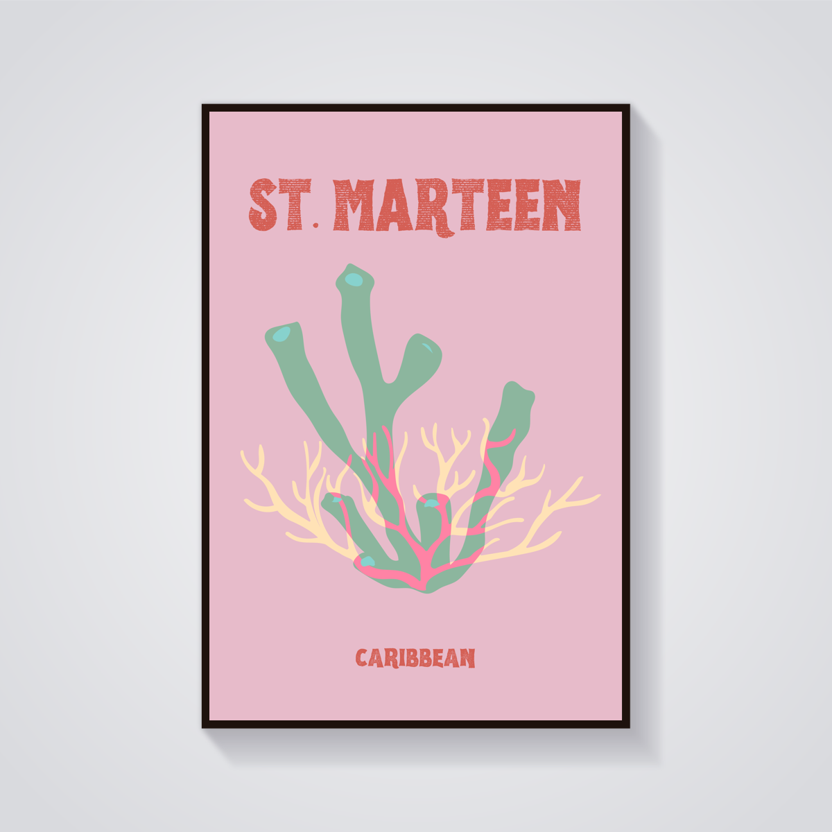 Preppy St. Marteen Coral Poster — vista frontale