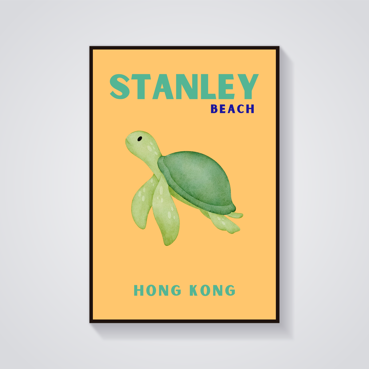 Preppy Stanley Beach Turtle Poster — vista frontale