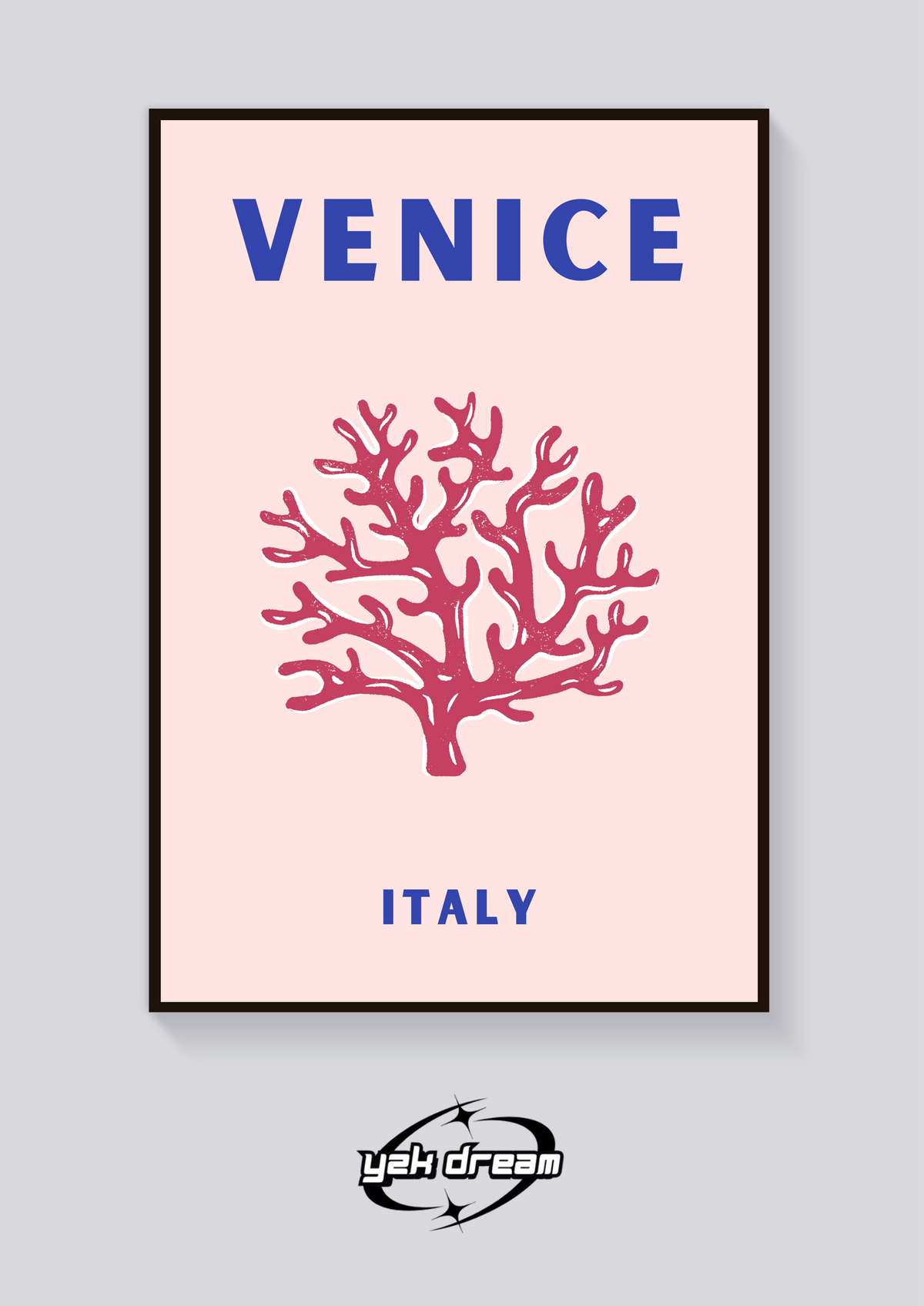 Preppy Venice Coral Poster — vista posteriore