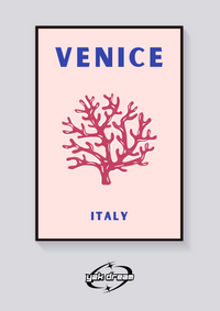 Preppy Venice Coral Poster — vista posteriore