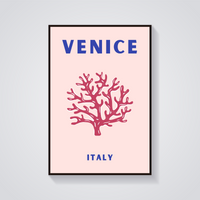 Preppy Venice Coral Poster — vista frontale