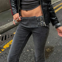 Punk Low Waist Y2K Skinny Stretch Flared Denim Jeans — in alternativa