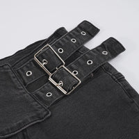 Punk Low Waist Y2K Skinny Stretch Flared Denim Jeans — vista laterale