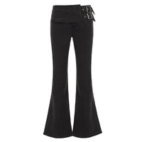 Punk Low Waist Y2K Skinny Stretch Flared Denim Jeans — vista frontale