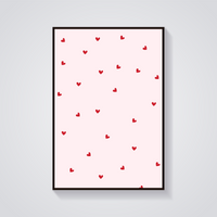 Red Hearts Pattern Poster — vista frontale
