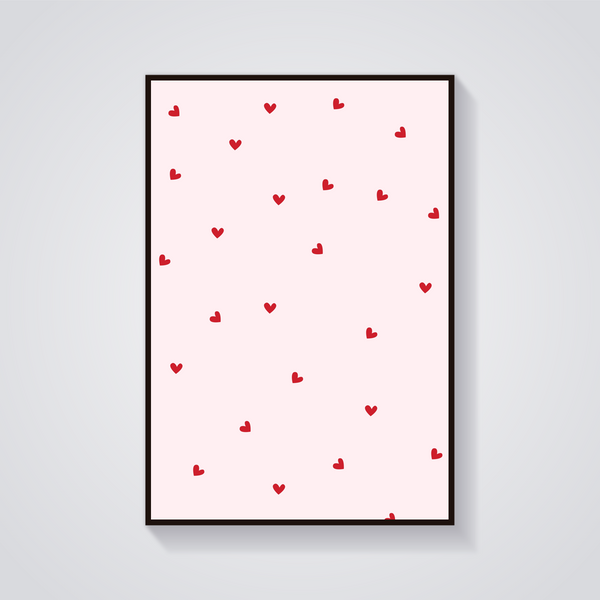 Red Hearts Pattern Poster — vista frontale