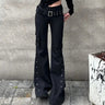 Retro Grunge Y2K Rivet Design Belt Flared Jeans