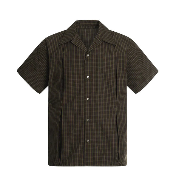 Retro Short Sleeve Plaid Work Shirt — vista frontale