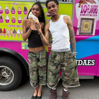 Retro Y2K Camouflage Print Baggy Jogger Shorts Jorts — dettaglio