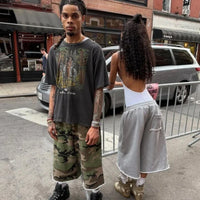 Retro Y2K Camouflage Print Baggy Jogger Shorts Jorts — in alternativa