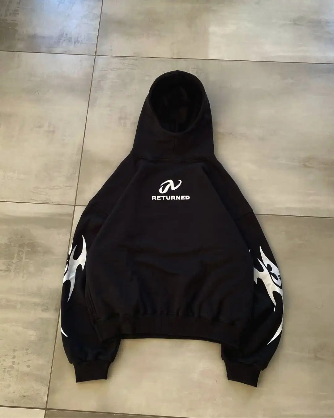 Retro Y2K Flame Print Graphic Hoodie — vista posteriore