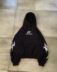Retro Y2K Flame Print Graphic Hoodie — vista posteriore