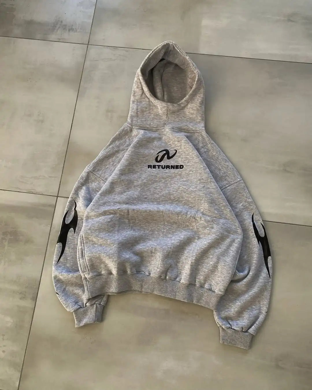 Retro Y2K Flame Print Graphic Hoodie — dettaglio