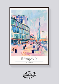 Reykjavik Cityscape Poster — vista posteriore