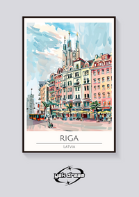 Riga Latvia Art Deco Poster — vista posteriore