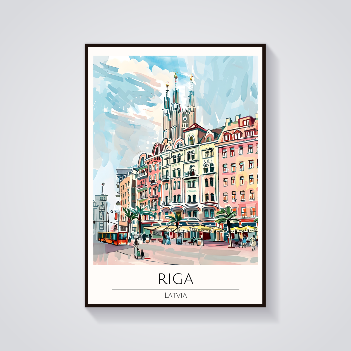 Riga Latvia Art Deco Poster — vista frontale
