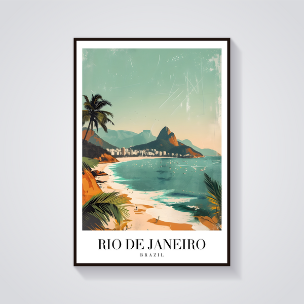 Rio de Janeiro Vintage Travel Poster — vista frontale