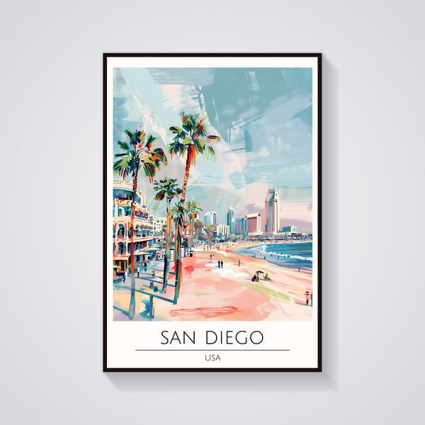 San Diego Beach Palms Poster — vista frontale