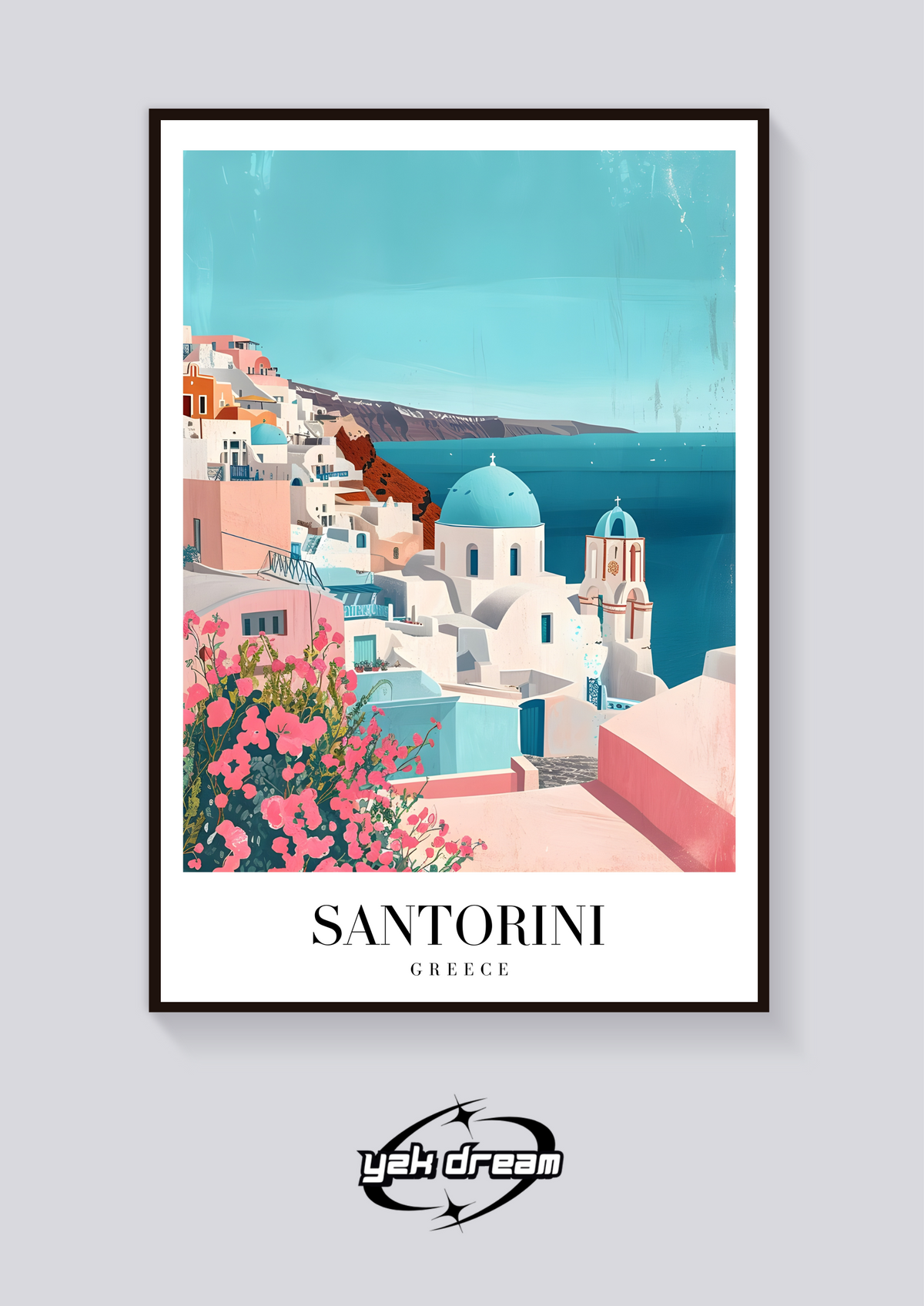 Santorini Blue Domes Poster — vista posteriore