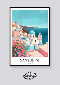 Santorini Blue Domes Poster — vista posteriore