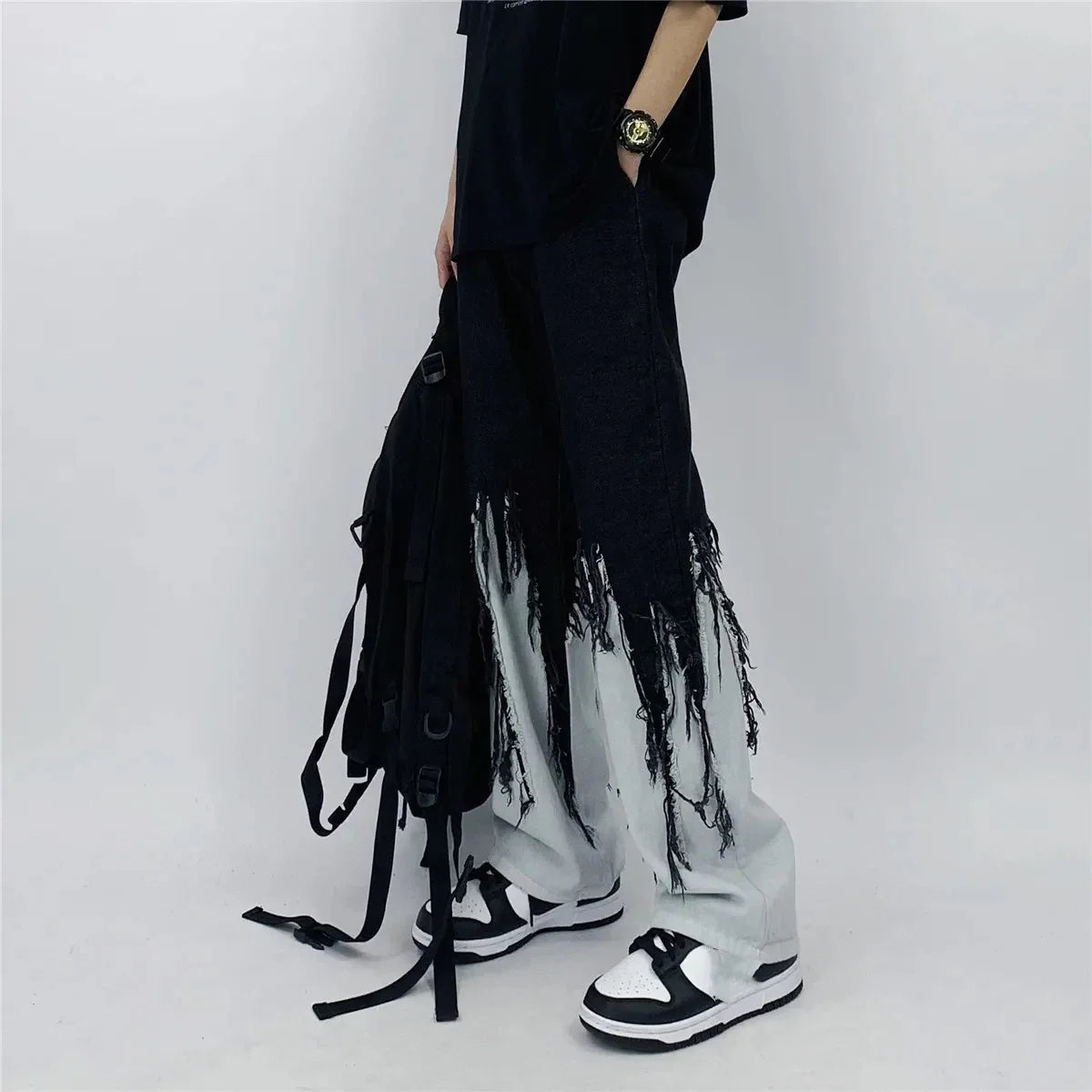 Dripped Tassel Patchwork Jeans — dettaglio della stampa